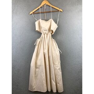 New Lelis Collection Cream Cutout Midi Dress Sleeveless Halter Neck Summer S
